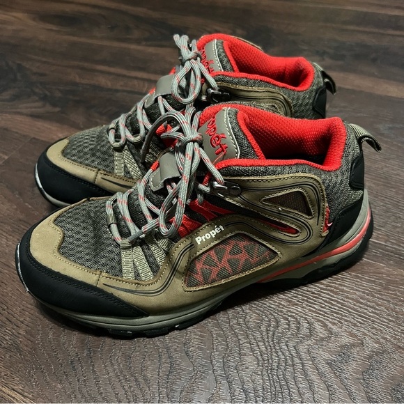 Propet Shoes - Propet Peak Walker Hiking Boots Womens Brown Leather Red Mesh Size 7.5 D(W)